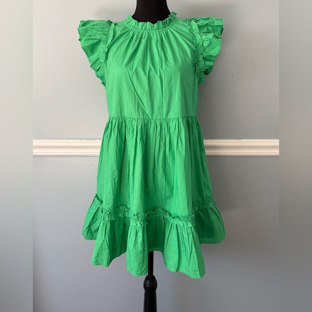 House of Harlow 1960 Bright Green Ruffle-Sleeve Girls' Dress